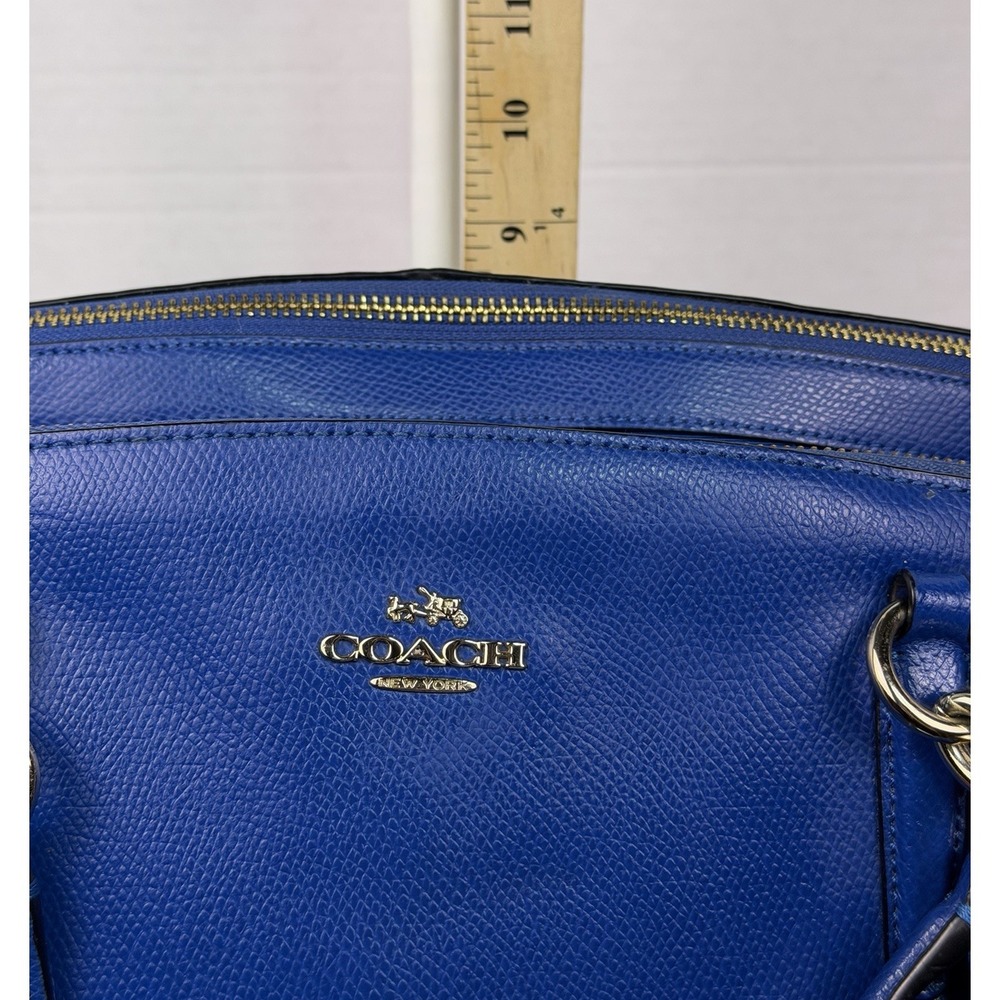 Coach Christie Carryall Blue Leather Tote + Matching Wristlet F36606 F53429 Gold - Picture 6 of 16